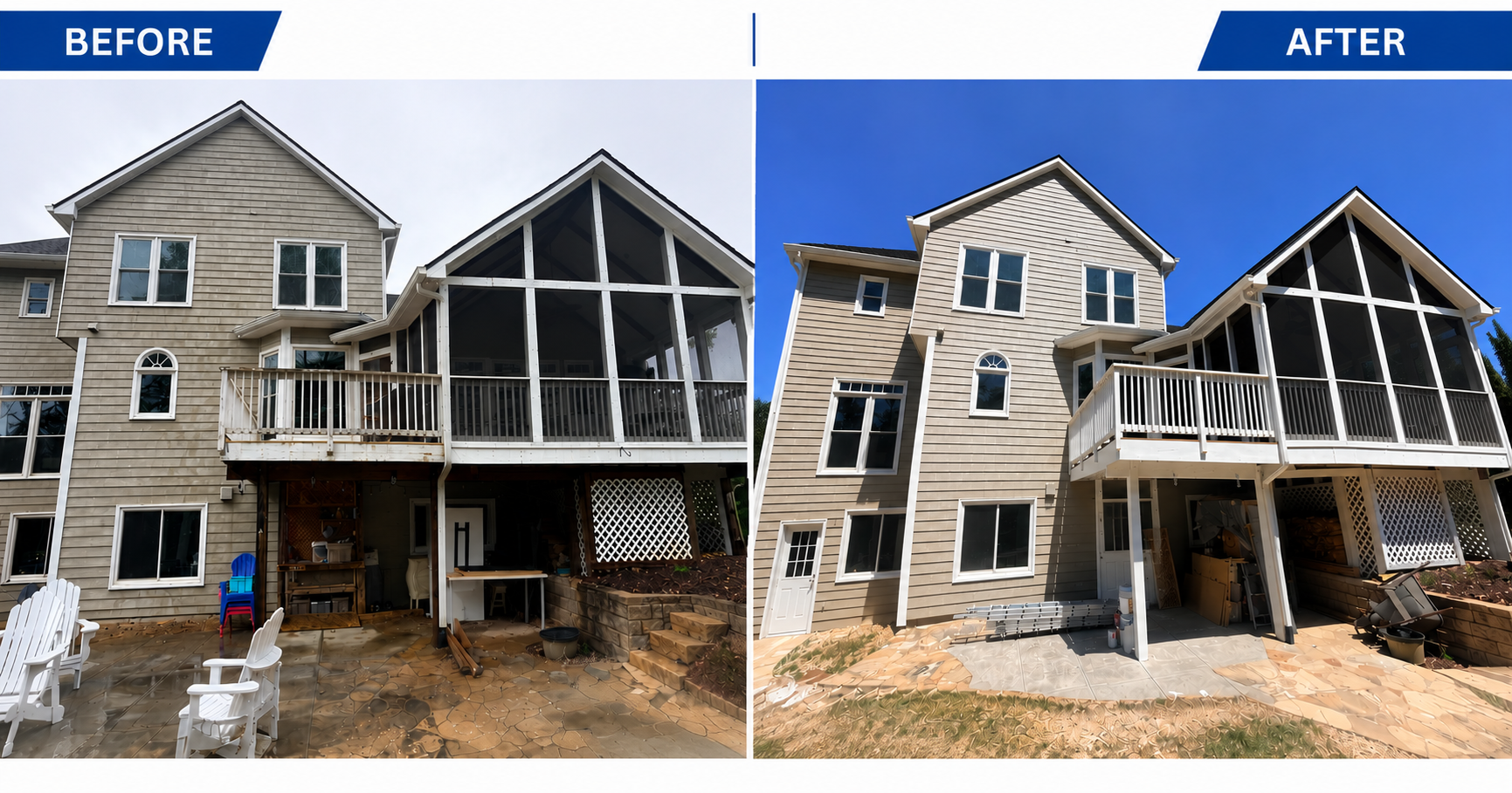 Exterior house painting before and after