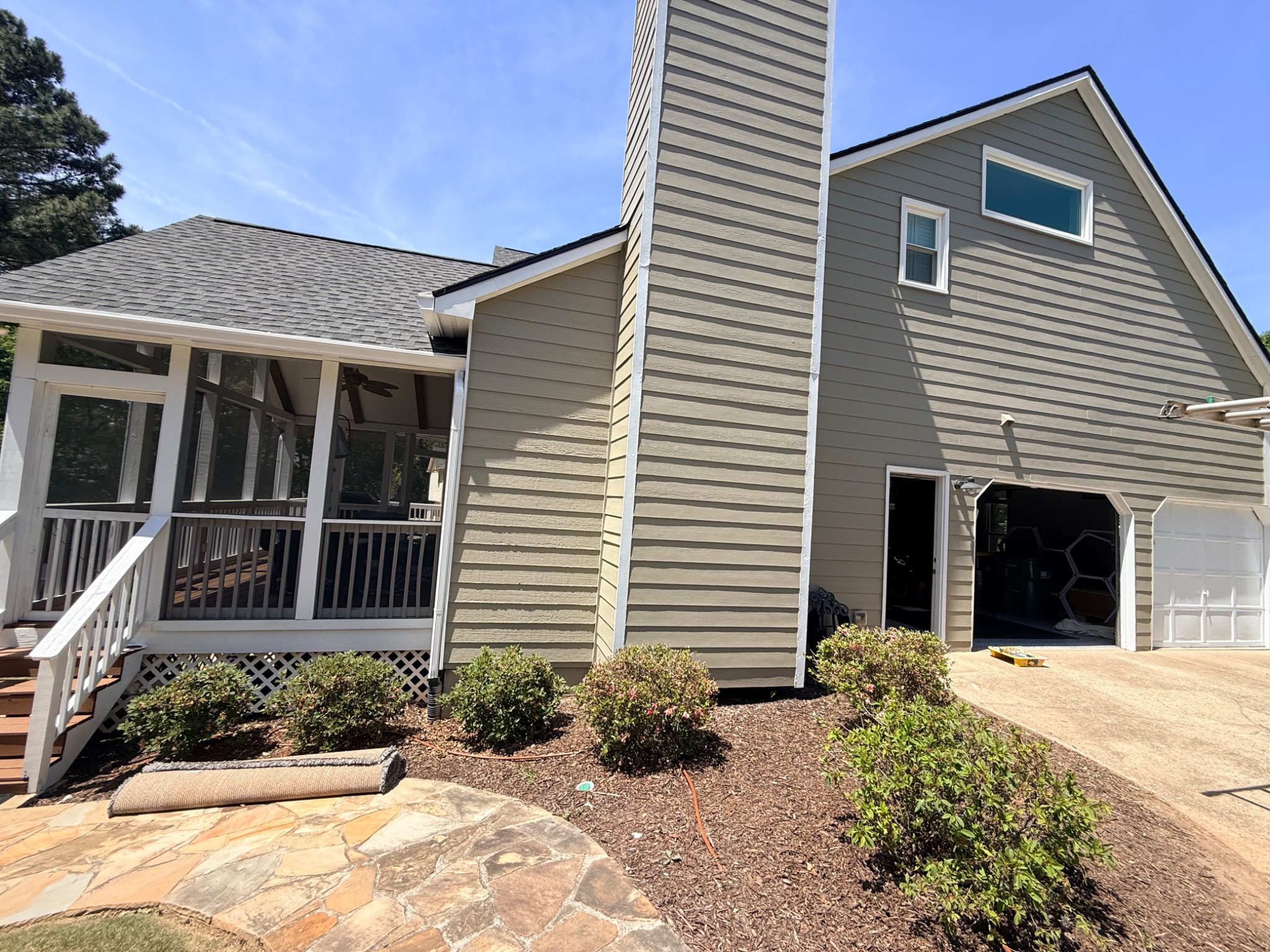 Exterior painting after garage view