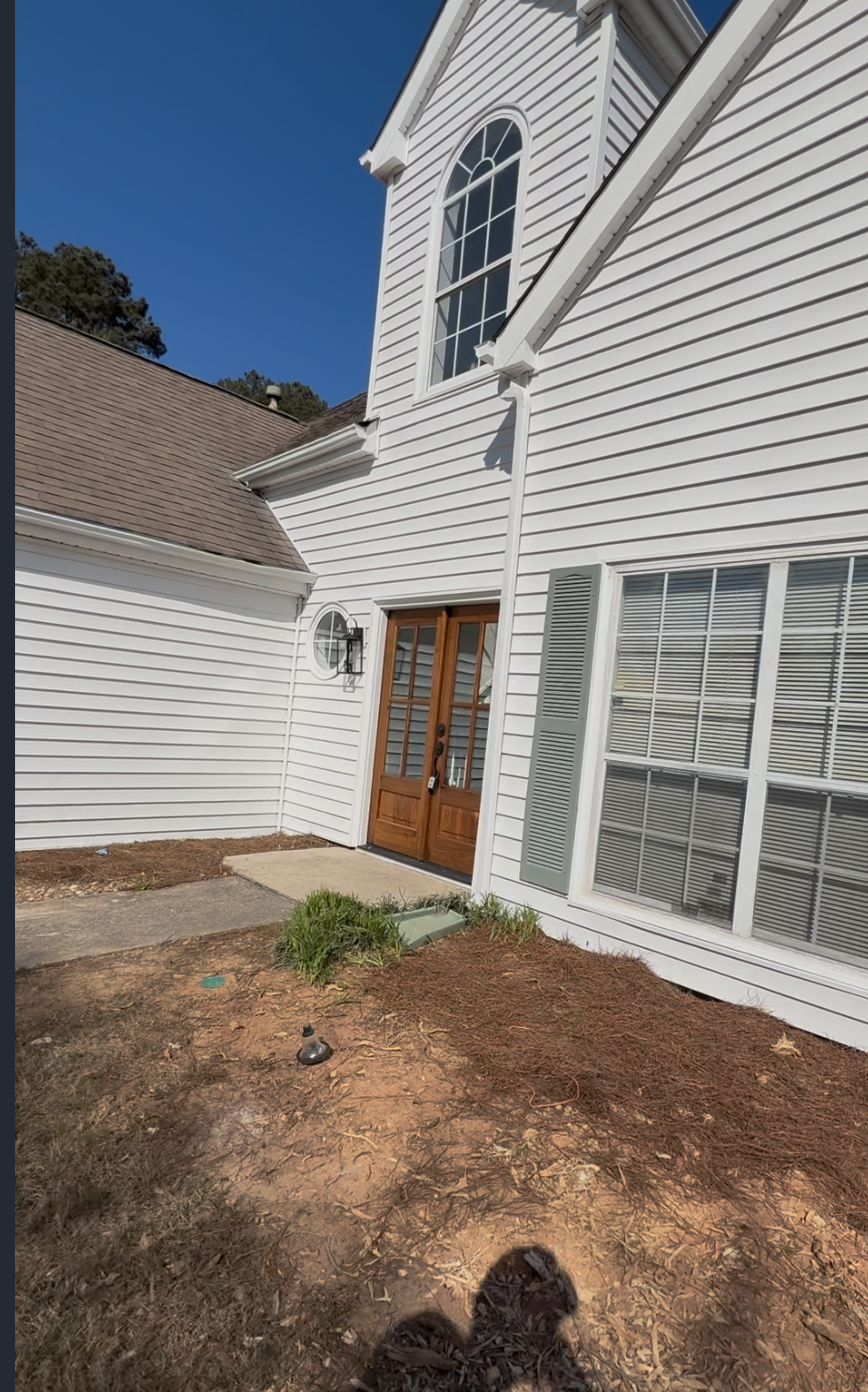 White exterior house painting project
